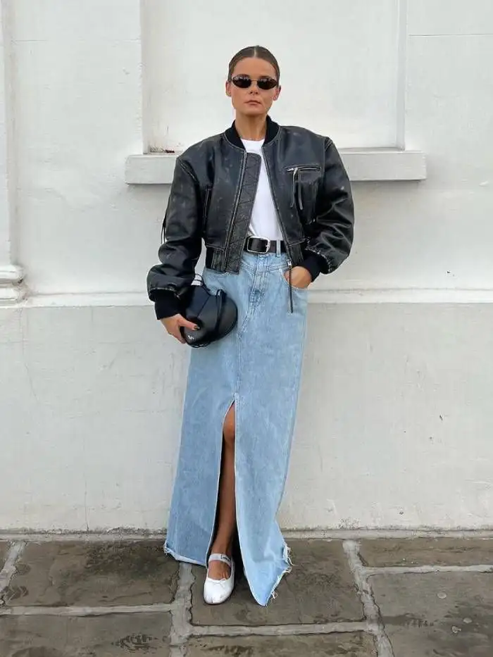 Denim split skirt I